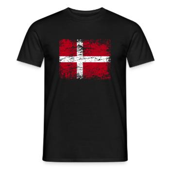 Denmark Flag Vintage Copenhagen EU Danish - Men's T-Shirt - black - Front - AI Model Male 178 light (178cm)