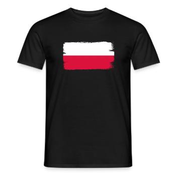 Pologne Drapeau utilisé Look Polska Drapeau polonais - T-shirt homme - noir - Devant - AI Model Male 178 light (178cm)