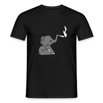 elefant bekifft kiffen joint stoned weed cannabis - Männer T-Shirt - Schwarz - Vorne - AI Model Male 178 light (178cm)