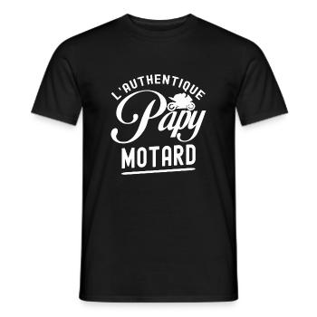 l'authentique papy motard -cadeau humour papy moto - T-shirt homme - noir - Devant - AI Model Male 178 light (178cm)
