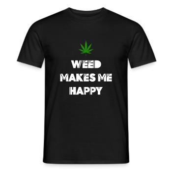 l’herbe me rend heureux cannabis marijuana - T-shirt homme - noir - Devant - AI Model Male 178 light (178cm)