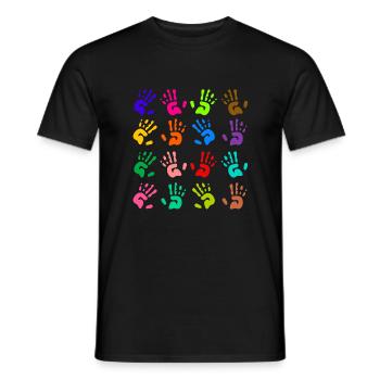 Kids Colorful Hand Prints - Men's T-Shirt - black - Front - AI Model Male 178 light (178cm)