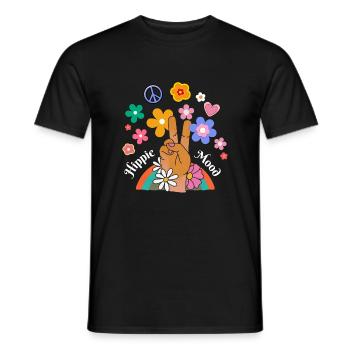Hippie mood - Men's T-Shirt - black - Front - AI Model Male 178 light (178cm)