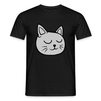 Closed eyes cat sleeping - Men's T-Shirt - black - Front - AI Model Male 178 light (178cm)
