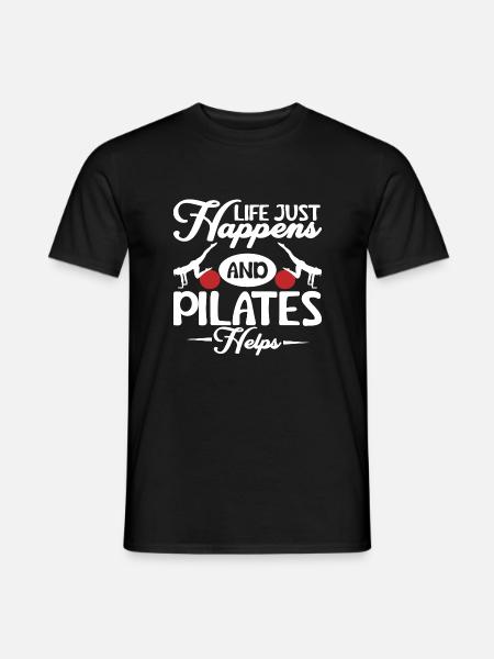 Life Just Happens And Pilates Helps Exercise Fitne - Männer T-Shirt - Schwarz