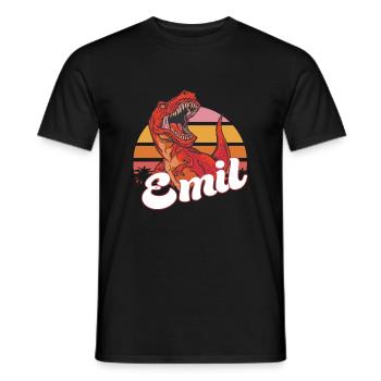 EMIL - Beautiful Young Name with T-REX Dino - Men's T-Shirt - black - Front - AI Model Male 178 light (178cm)
