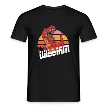 WILLIAM - Beautiful boy name with T-REX Dino - Men's T-Shirt - black - Front - AI Model Male 178 light (178cm)