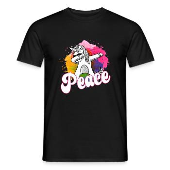 Cool dabbing unicorn: Make Peace not War! - Men's T-Shirt - black - Front - AI Model Male 178 light (178cm)