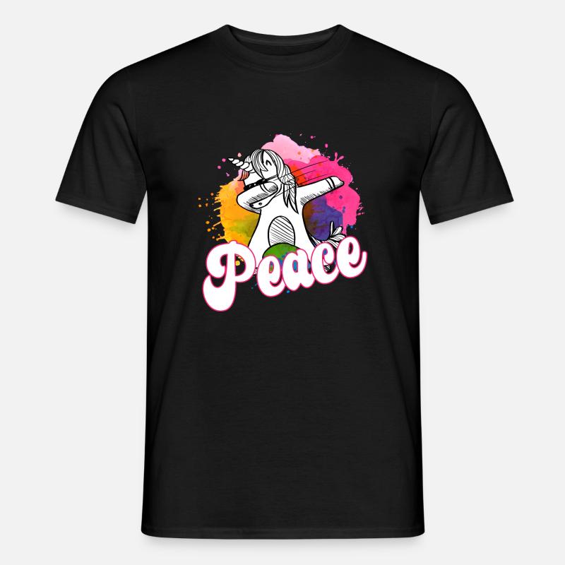 Cooles dabbing Einhorn: Make Peace not War! - Männer T-Shirt - Schwarz