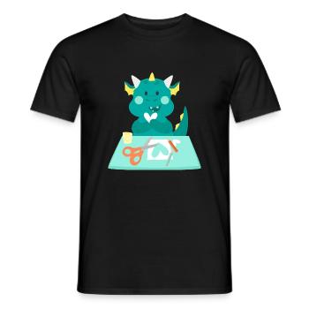 Dragon at a crafting station - Men's T-Shirt - black - Front - AI Model Male 178 light (178cm)