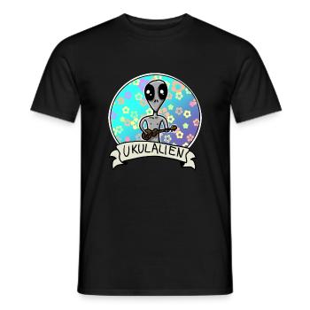 Ukukele Alien Flowers Hawaii UKULALIA - T-shirt homme - noir - Devant - AI Model Male 178 light (178cm)