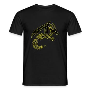 Dragon tribal noir et jaune - T-shirt homme - noir - Devant - AI Model Male 178 light (178cm)