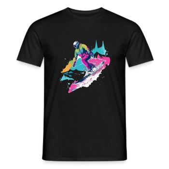 David skiing - Men's T-Shirt - black - Front - AI Model Male 178 light (178cm)