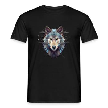 Polygonale géométrique de tête de loup - T-shirt homme - noir - Devant - AI Model Male 178 light (178cm)