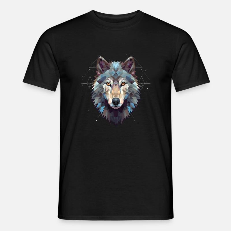 Geometrischer Wolfkopf Polygonal - Männer T-Shirt - Schwarz