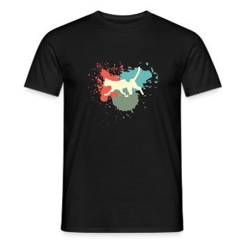 Éclaboussures de couleur rétro chat - T-shirt homme - noir - Devant - AI Model Male 178 light (178cm)