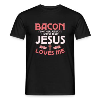 Bacon Une autre raison pour laquelle je sais que Jésus m’aime - T-shirt homme - noir - Devant - AI Model Male 178 light (178cm)