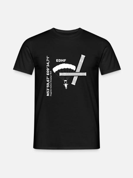 Flugplatz EDHF Design, Koordinaten und Fallschirm - Männer T-Shirt - Schwarz