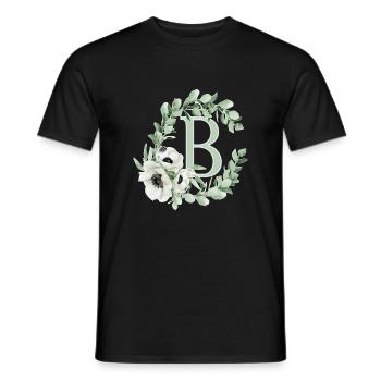 Buchstabe B mit Blumen - Männer T-Shirt - Schwarz - Vorne - AI Model Male 178 light (178cm)
