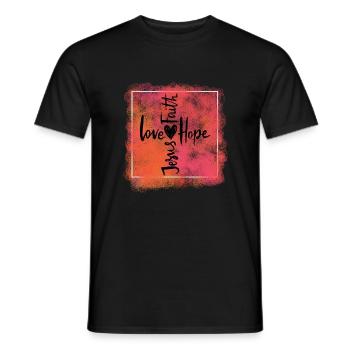 Amour, foi, espérance, Jésus - T-shirt homme - noir - Devant - AI Model Male 178 light (178cm)