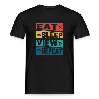 Eat Sleep View Repeat Astronomy Telescope Stargaze - Männer T-Shirt - Schwarz - Vorne - AI Model Male 178 light (178cm)
