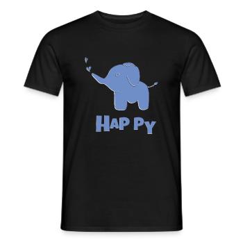 elefant happy - Männer T-Shirt - Schwarz - Vorne - AI Model Male 178 light (178cm)