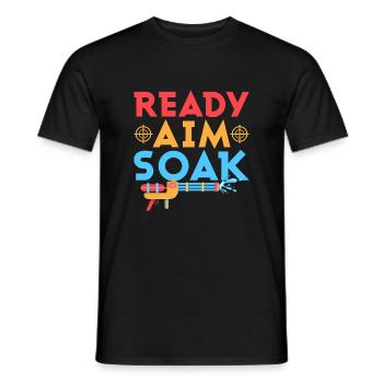 Ready Aim Soak Squirt Gun Summer Water Fun - Men's T-Shirt - black - Front - AI Model Male 178 light (178cm)