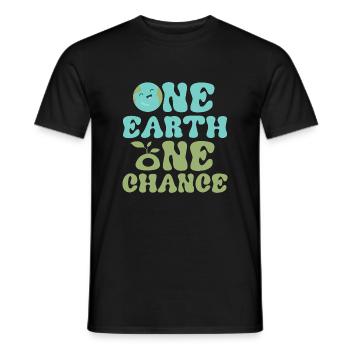 One Earth One Chance Earth Day Environmental Plane - Men's T-Shirt - black - Front - AI Model Male 178 light (178cm)