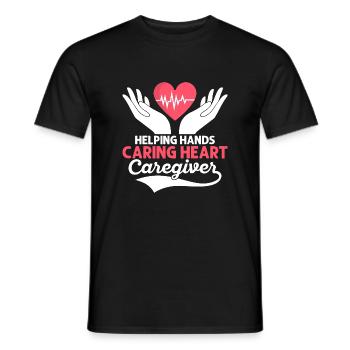 Helping Hands Caring Heart Caregiver Carer Caregiv - Men's T-Shirt - black - Front - AI Model Male 178 light (178cm)