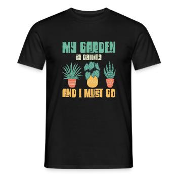 Mon jardin m’appelle et je dois aller à la botanique - T-shirt homme - noir - Devant - AI Model Male 178 light (178cm)