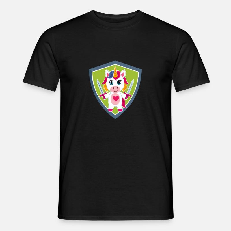 Einhorn Schutzengel - Männer T-Shirt - Schwarz