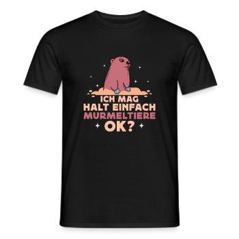 I just like groundhogs, ok? Rodent - Men's T-Shirt - black - Front - AI Model Male 178 light (178cm)