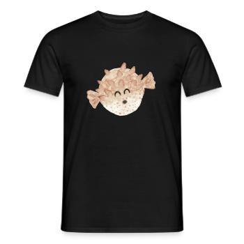 Kugelfisch Aquarell - Männer T-Shirt - Schwarz - Vorne - AI Model Male 178 light (178cm)