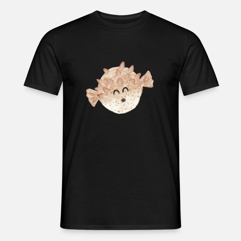 Kugelfisch Aquarell - Männer T-Shirt - Schwarz