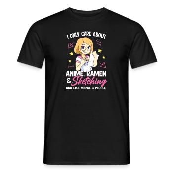 Anime Ramen & Sketch Anime Ramen Gift - Men's T-Shirt - black - Front - AI Model Male 178 light (178cm)