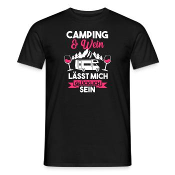Wohnmobil Wohnwagen Camping Wein Geschenk - Männer T-Shirt - Schwarz - Vorne - AI Model Male 178 light (178cm)