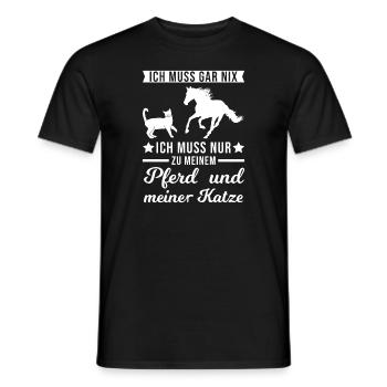 Pferde Katzen Reiterin Geschenk - Männer T-Shirt - Schwarz - Vorne - AI Model Male 178 light (178cm)