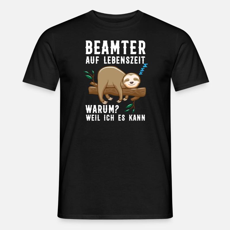 Beamter Faultier Beamte Geschenk - Männer T-Shirt - Schwarz