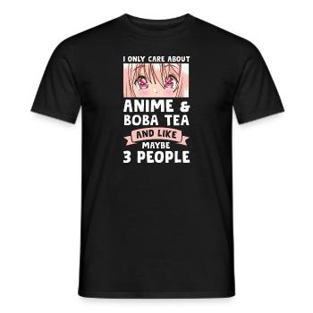 Anime & Boba Tea Anime Japanese Gift - Men's T-Shirt - black - Front - AI Model Male 178 light (178cm)