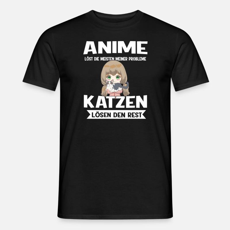 Anime Kawaii Katzen Geschenk - Männer T-Shirt - Schwarz