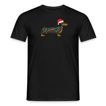 Chien de blaireau Teckel Xma chien cadeau de Noël - T-shirt homme - noir - Devant - AI Model Male 178 light (178cm)