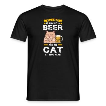 Bière &chat Chat Chat Cadeau - T-shirt homme - noir - Devant - AI Model Male 178 light (178cm)