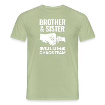 Cadeau frère et soeur - T-shirt homme - vert sauge - Devant - AI Model Male 178 light (178cm)
