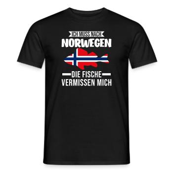 Norwegen Angeln Angler Geschenk - Männer T-Shirt - Schwarz - Vorne - AI Model Male 178 light (178cm)