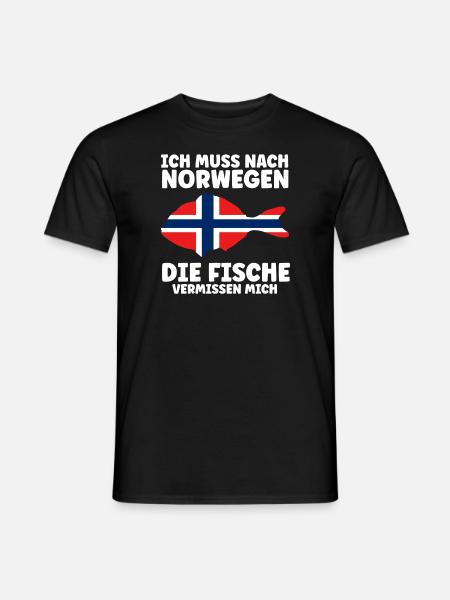 Norwegen Angeln Angler Geschenk - Männer T-Shirt - Schwarz