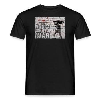 Make vodka, not war - soldier shoots vodka bottle - Men's T-Shirt - black - Front - AI Model Male 178 light (178cm)