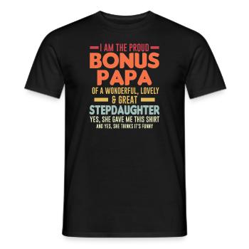Father Bonus Papa Stepfather Gift - Men's T-Shirt - black - Front - AI Model Male 178 light (178cm)