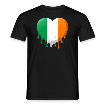 Ireland Flag Heart Melting Irish Flag Dublin - Men's T-Shirt - black - Front - AI Model Male 178 light (178cm)
