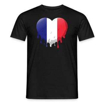 Frankreich Flagge Herz Französische Fahne Tropfend - Männer T-Shirt - Schwarz - Vorne - AI Model Male 178 light (178cm)
