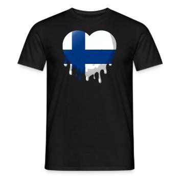 Drapeau de la Finlande Suomi Drapeau finlandais Cœur - T-shirt homme - noir - Devant - AI Model Male 178 light (178cm)